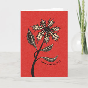 Gothic Flower Retro Vintage Ink Red And Black Text Card