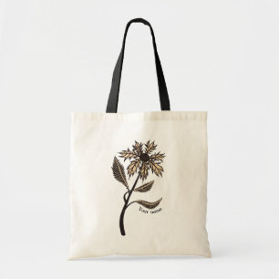 Gothic Flower Retro Vintage Ink Red Black Name Tote Bag