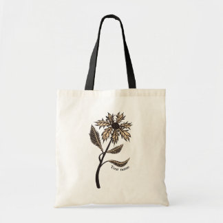 Gothic Flower Retro Vintage Ink Red Black Name Tote Bag