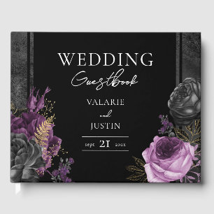 Gothic Flower Wedding Purple  Guest Book