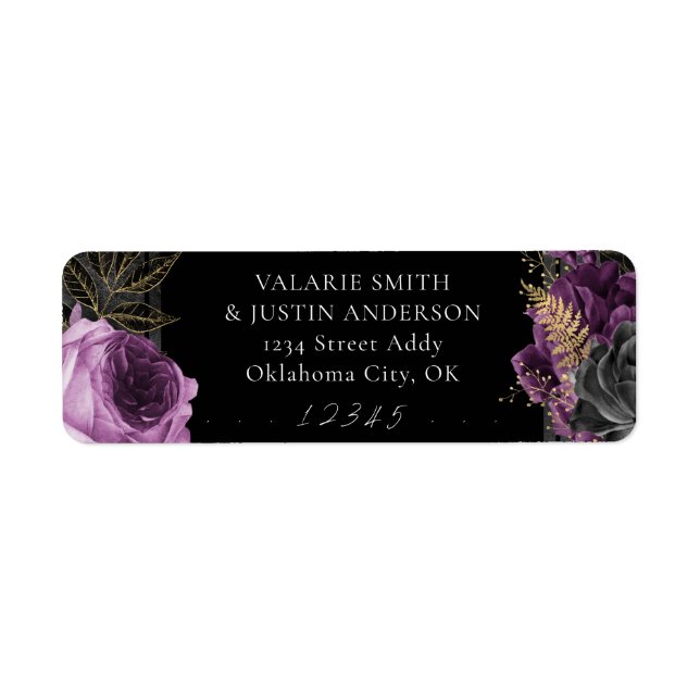 Gothic Flower Wedding Return Address Label (Front)