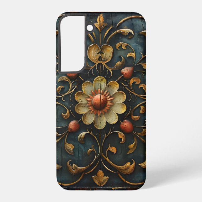 Gothic Flowers and Scroll  Samsung Galaxy S22+ Case (Back)