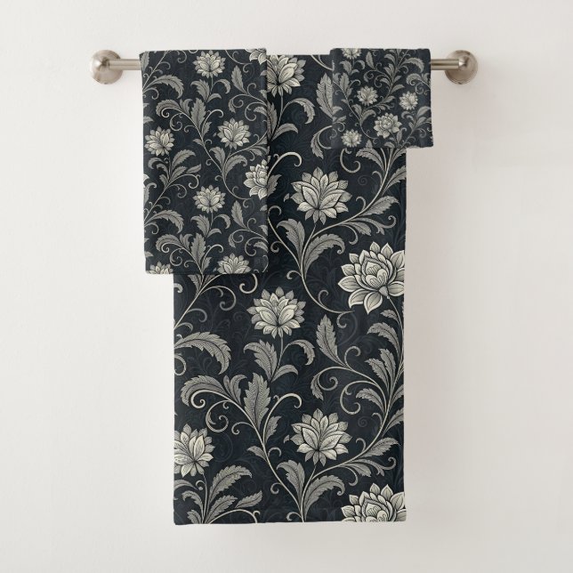 Gothic Flowers Pattern Bath Towel Set (Insitu)