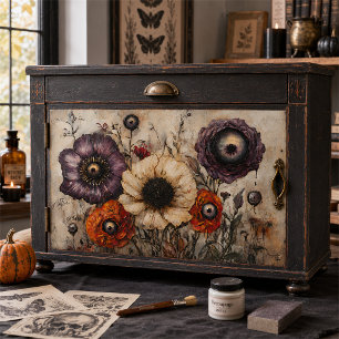 Gothic Flowers with Eyes Purple & Orange Decoupage Tissue Paper