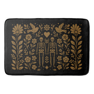 Gothic Folk Art Skeleton Bath Mat