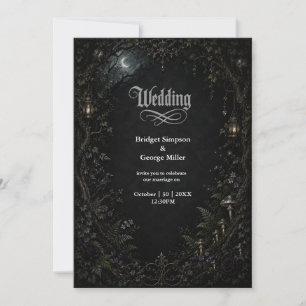 Gothic Forest Moon Lantern Wedding Invitation