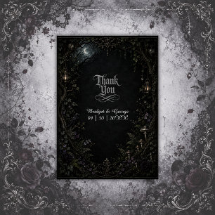 Gothic Forest Moon Lantern Wedding  Thank You Card