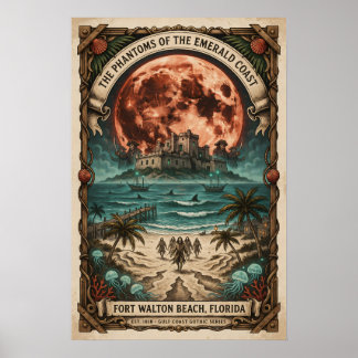Gothic Fort Walton Beach, FL Vintage Horror Travel Poster