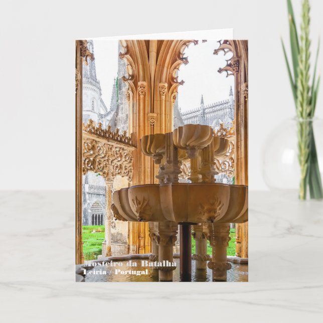 Gothic Fountain and Cloister. Monastery of Batalha Thank You Card (Front)