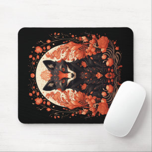 Gothic Fox and Flowers Mousepad