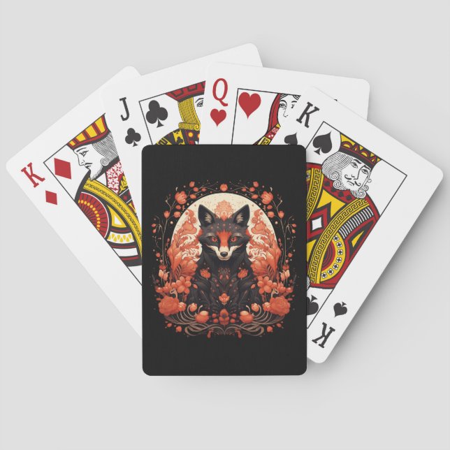 Gothic Fox and Flowers Playing Cards (Back)