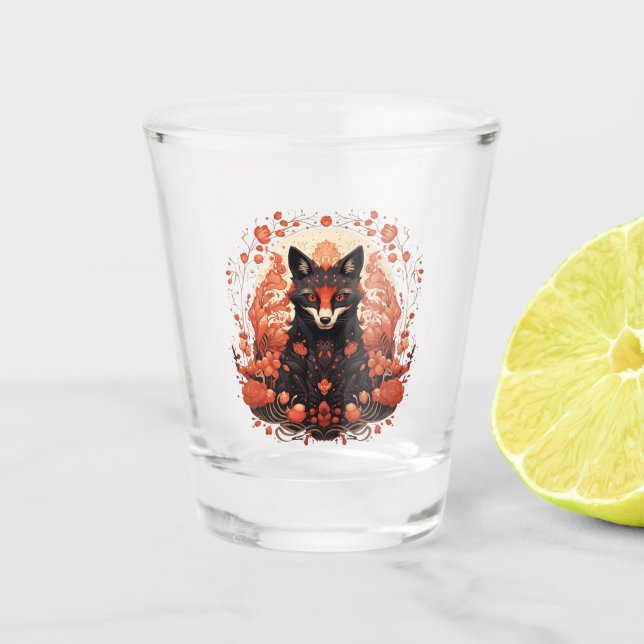 Gothic Fox and Flowers Shot Glass (Front)