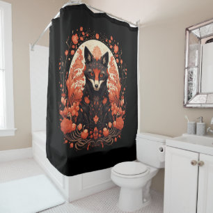 Gothic Fox and Flowers Shower Curtain