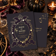 Gothic Frame Boos & Booze Halloween Plum & Gold