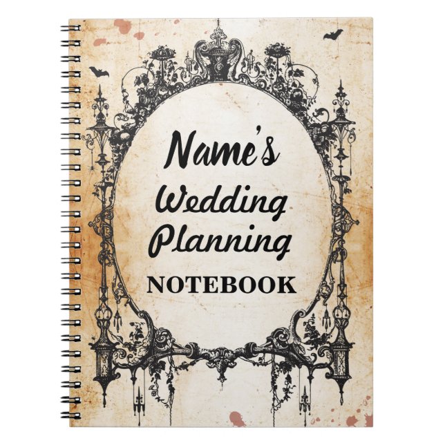 Gothic Frame Cream Notebook Wedding Planning Note (Front)