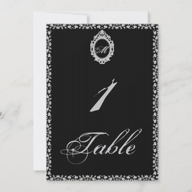 Gothic Frame Monogram Table Number (Front)