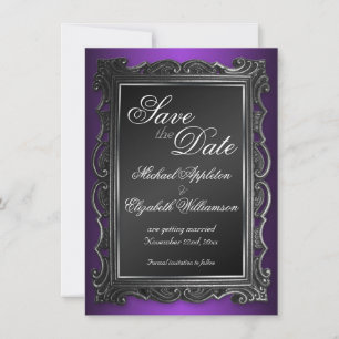 Gothic Frame Purple Save the Date Announcements