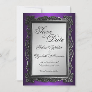 Gothic Frame Purple Save the Date Announcements