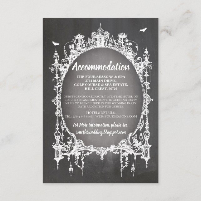 Gothic Frame Rustic Accommodation Wedding Cards (Front)