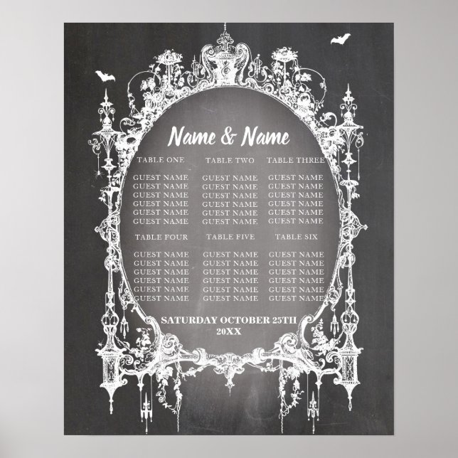 Gothic Frame Table Plan Wedding Poster Seating (Front)
