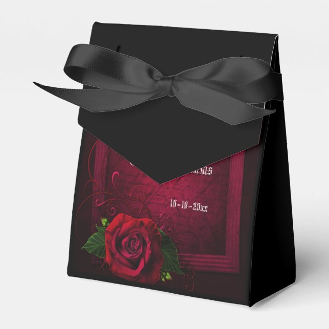 Gothic Framed Letter &  Red Rose Favour Box (Front Side)