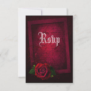 Gothic Framed Letter & Red Rose RSVP Card