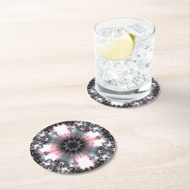 Gothic Frozen Winter Spider Web Round Paper Coaster (Insitu)