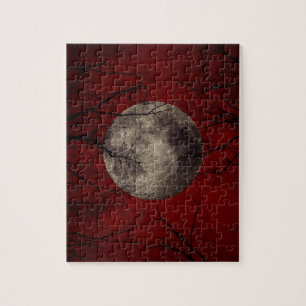 Gothic Full Moon with Haunting Trees Jigsaw Puzzle
