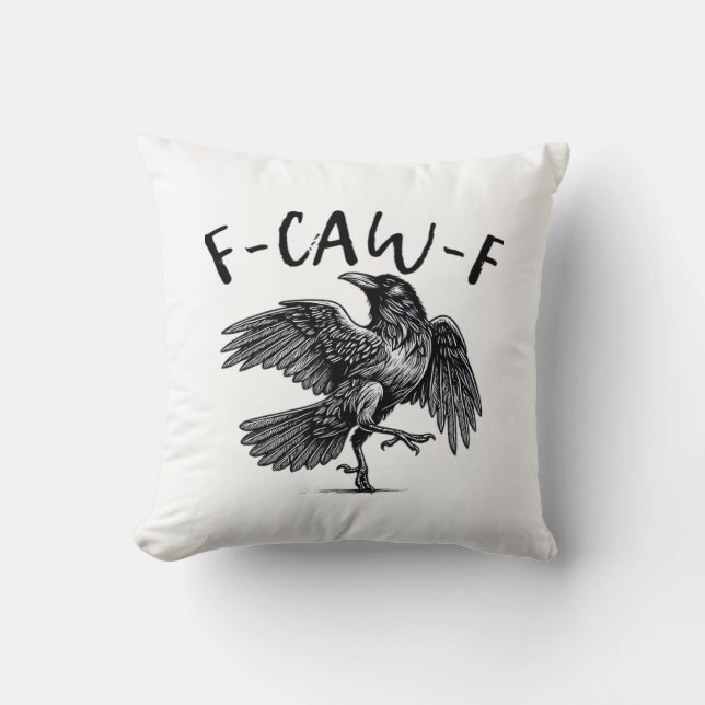 Gothic Funny F-Caw-F Crow Humour Essential Aesthet Cushion (Front)