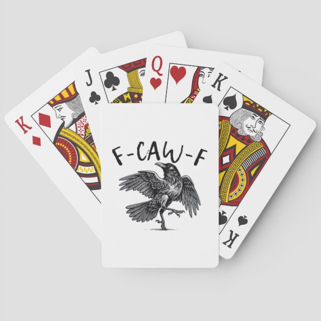 Gothic Funny F-Caw-F Crow Humour Essential Aesthet Playing Cards (Back)