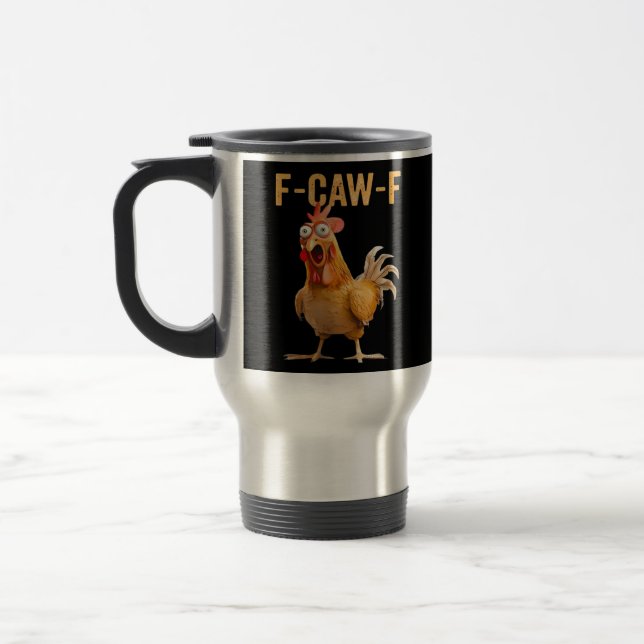 Gothic Funny Humour Crow F-Caw-F Travel Mug (Left)