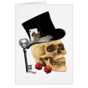 Gothic gambler skull tattoo design