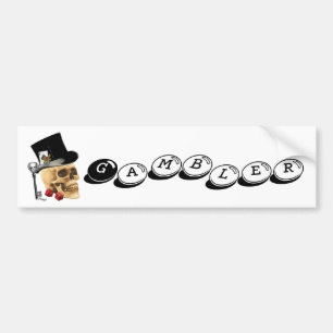 Gothic gambler skull tattoo design bumper sticker