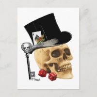 Gothic gambler skull tattoo design