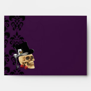 Gothic gambling skull  and damask envelope