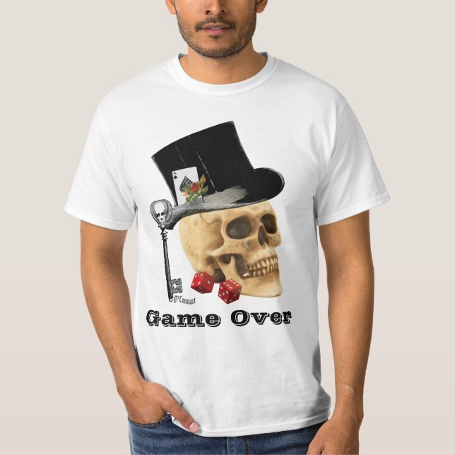 Gothic gambling skull, game over T-Shirt (Front)