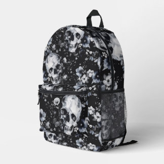 Gothic Garden Skulls and Floral Goth Summer Printed Backpack