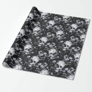 Gothic Garden Skulls and Floral Goth Summer Wrapping Paper