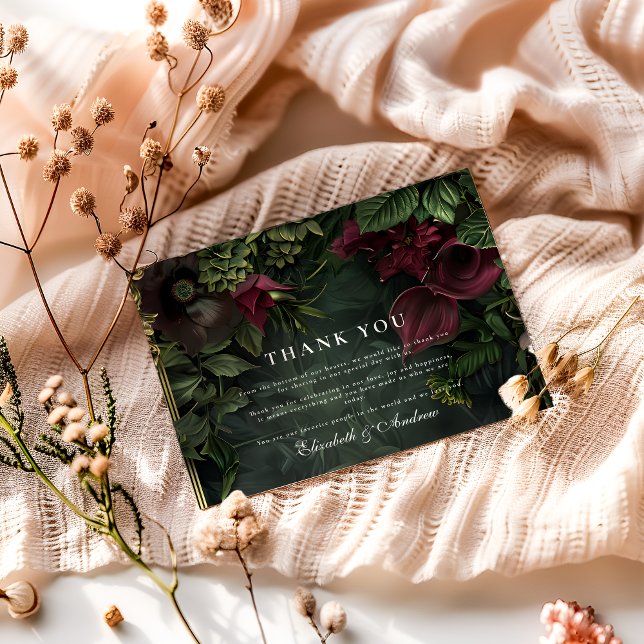 Gothic Garden Wedding Romance Thank You Card (Creator Uploaded)