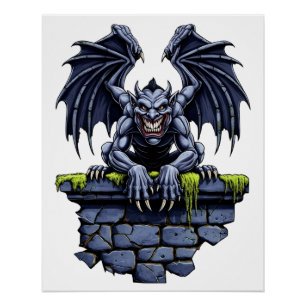 Gothic Gargoyle: A Guardian of the Night Poster