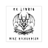 Gothic Gargoyle Guarding Book Horror Ex Libris
