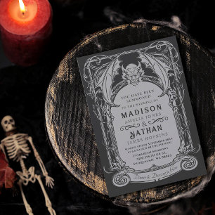 Gothic Gargoyle Halloween Wedding Invitation