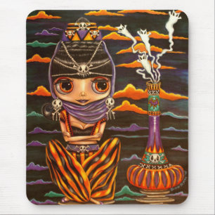 Gothic Genie Girl with Kitty Cat Ghosts Mouse Mat