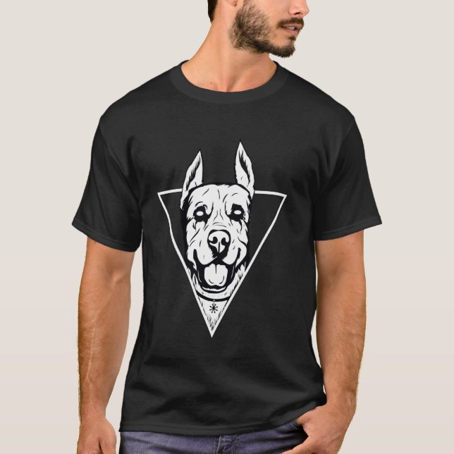 Gothic German Shepherd Heavy Metal Halloween Dog T-Shirt (Front)