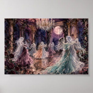 Gothic Ghost Ballroom Dance Whimsigoth Haunted Art Poster