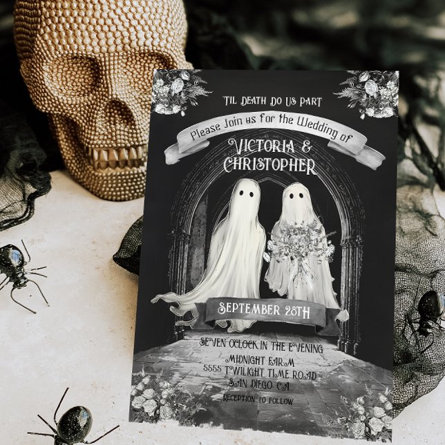 Gothic Ghost Bride & Groom Wedding Invitation (Creator Uploaded)