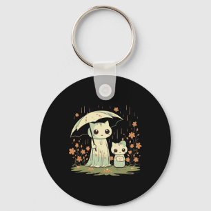 Gothic Ghost Cat Mother With An Umbrella Under The Key Ring