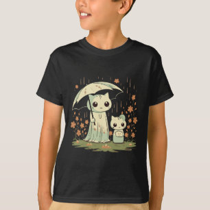 Gothic Ghost Cat Mother With An Umbrella Under The T-Shirt