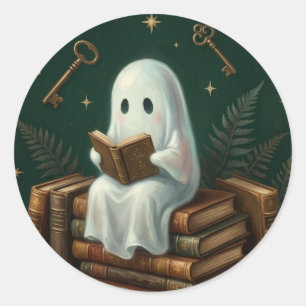 Gothic Ghost Dark Academia Book Lover Classic Round Sticker