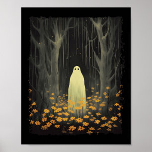 Gothic Ghost In The Floral Forest Halloween Trick Poster